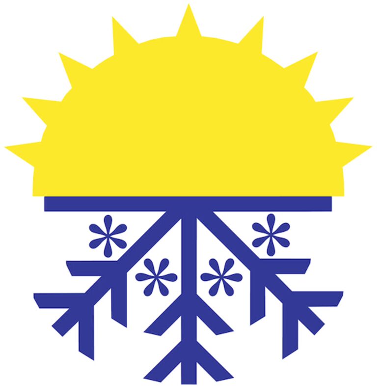 Logo featuring a sun surrounded by delicate snowflakes, symbolizing warmth and winter together.