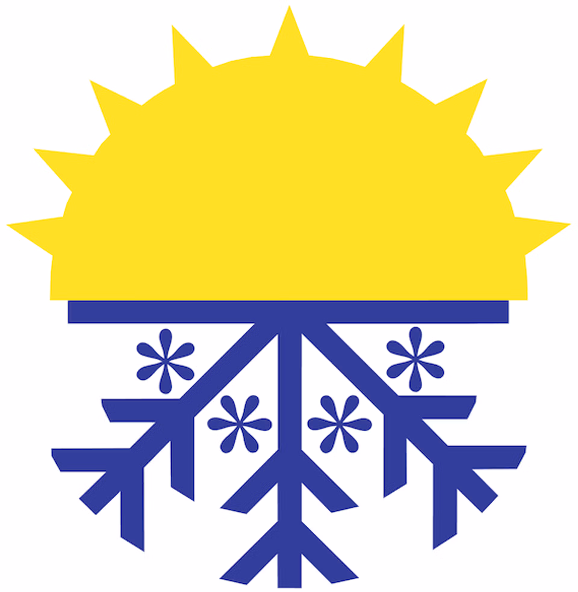 Logo featuring a sun surrounded by delicate snowflakes, symbolizing warmth and winter together.