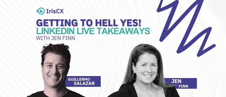 Visual representation of main takeaways from a LinkedIn Live event between Jen Finn and Guillermo Salazar, emphasizing key insights and highlights shared.