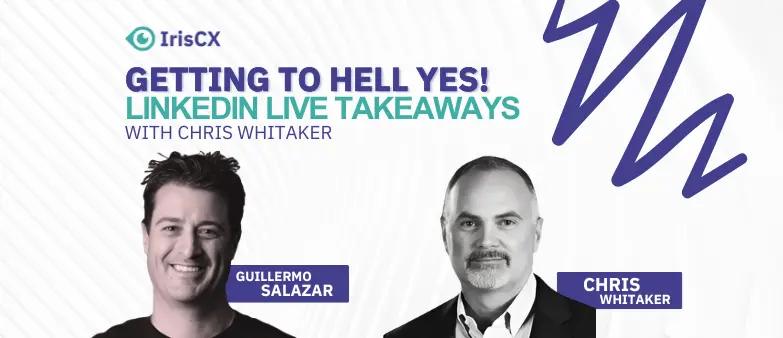 Visual representation of main takeaways from a LinkedIn Live event between Chris Whitaker and Guillermo Salazar, emphasizing key insights and highlights shared.