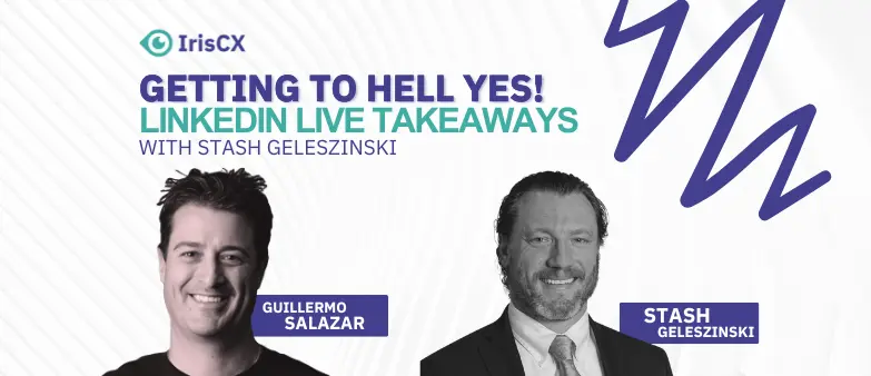 Visual representation of main takeaways from a LinkedIn Live event between Stash Geleszinski and Guillermo Salazar, emphasizing key insights and highlights shared.