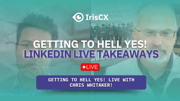 Visual representation of main takeaways from a LinkedIn Live event between Chris Whitaker and Guillermo Salazar, emphasizing key insights and highlights shared.